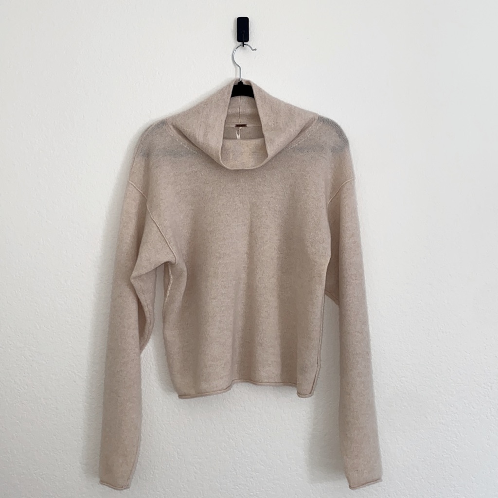 Free People Beige Cowl Neck Sweater